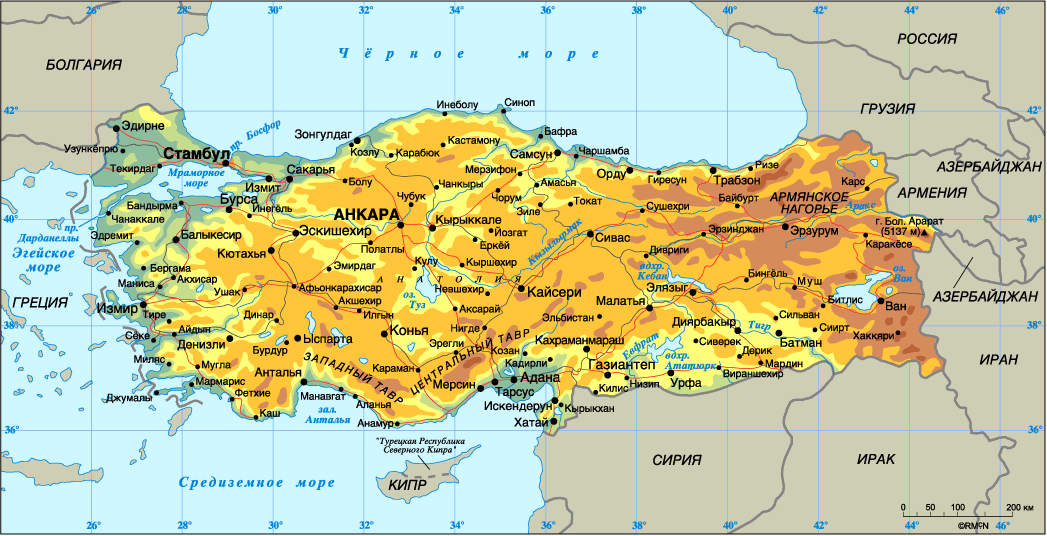 Турция карта на русском