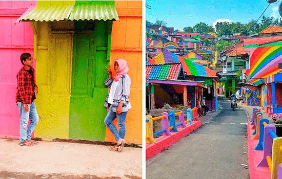 В Индонезии «Деревня-радуга» манит рекордное количество туристов