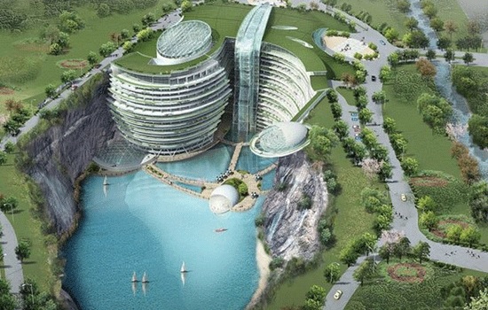 Роскошный отель в карьере: архитектурное чудо в Китае