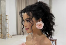 Akbota Seitmagambet received compliments online in a delicate off-the-shoulder dress.